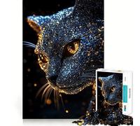 Puzzle de 1000 pièces Portrait de Chat Scintillant pour Adultes Jeu Intelligent et Amusant d'intérieur Découpe Lisse Cadeau du Père Noël 50x75cm