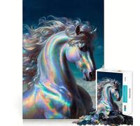 Puzzle de 1000 pièces Portrait de Cheval en Opale pour Adolescents Détente et Relaxation Cadeau Artistique aux découpes nettes (38x52cm)