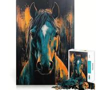 Puzzle de 1000 pièces Portrait de Cheval Turquoise pour Adolescents, idéal pour stimuler la mémoire, à Assembler à la Maison, Cadeau Parfait 50x75cm