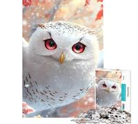 Puzzle de 1000 pièces Portrait de Chouette Harfang des neiges Jouet addictif pour développer la Patience Jeu éducatif Anti-Stress Cadeau d'anniversaire (Dimensions 50x75cm)