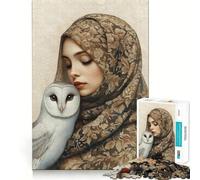 Puzzle de 1000 pièces Portrait de Femme avec Hibou pour Adolescents Un Jeu de réflexion Amusant et sans accroc,idéal pour Passer Le Temps (50x75cm)