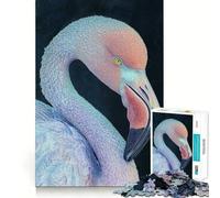 Puzzle de 1000 pièces Portrait de Flamant Rose pour Adolescents améliore la mémoire, détend l'esprit, Cadeau créatif aux Bords Nets (38x52cm)