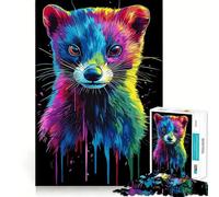 Puzzle de 1000 pièces Portrait de Furet Arc-en-Ciel Pop Art pour Adultes, Jeu d'exercice Mental, détente, découpe de précision, Cadeau élégant (38x26cm)