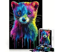 Puzzle de 1000 pièces Portrait de Furet Arc-en-Ciel Pop Art pour Adultes, Jeu d'exercice Mental, détente, découpe de précision, Cadeau élégant (38x26cm)