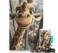 Puzzle de 1000 pièces Portrait de Girafe Souriante pour Adolescents, Jeu de logique et de Loisirs, Bords Fins, Cadeau Original 38x26cm
