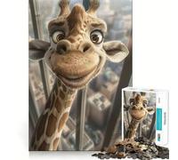Puzzle de 1000 pièces Portrait de Girafe Souriante pour Adultes Jeu de logique et de réflexion Anti-Stress, découpe Ferme, 50x75cm