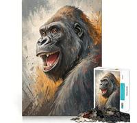 Puzzle de 1000 pièces Portrait de Gorille Souriant pour Adolescents, Jouet cognitif, Plaisir Lent, Bords de qualité supérieure, Cadeau du Père Noël 38x52cm