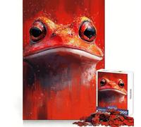 Puzzle de 1000 pièces Portrait de Grenouille Rouge pour Adolescents, Jeu de réflexion, évasion apaisante, Bords précis, Cadeau Exceptionnel (38x26cm)