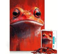 Puzzle de 1000 pièces Portrait de Grenouille Rouge pour Adolescents, Jeu de réflexion, évasion apaisante, Bords précis, Cadeau Exceptionnel (38x26cm)