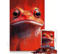 Puzzle de 1000 pièces Portrait de Grenouille Rouge pour Adolescents Renforce Les Liens familiaux Bords précis Cadeau attentionné (50x75cm)