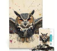 Puzzle de 1000 pièces Portrait de Hibou Pastel pour Adolescents, Jeu Intelligent et divertissant, à Assembler Pendant Les Moments Chauds, Joli Cadeau (50x75cm)