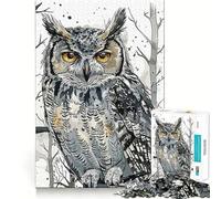 Puzzle de 1000 pièces Portrait de Hibou pour Adolescents, Jeu de réflexion apaisant, découpe de qualité supérieure, Cadeau de Noël (38x52cm)