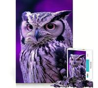 Puzzle de 1000 pièces Portrait de Hibou Violet pour Adolescents, Jeu intellectuel, Joie familiale, découpe de qualité, Cadeau élégant (50x75cm)