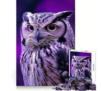 Puzzle de 1000 pièces Portrait de Hibou Violet pour Adolescents, Jeu intellectuel, Joie familiale, découpe de qualité, Cadeau élégant (50x75cm)