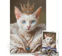 Puzzle de 1000 pièces Portrait de la Reine Chat pour Adolescents entraînement de la mémoire,Loisirs paisibles,découpe Impeccable,Joli Cadeau (50x75cm)