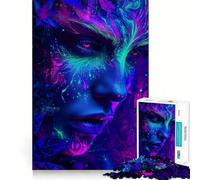 Puzzle de 1000 pièces Portrait de l'esprit de la forêt néon pour Adultes et Adolescents, idéal pour développer la réflexion, Groupe de Jeu, Plaisir, Bords précis, Cadeau élégant (38x26cm)