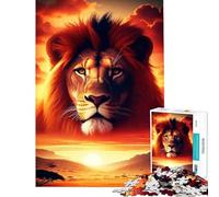 Puzzle de 1000 pièces Portrait de Lion au Coucher du Soleil Jeu éducatif Difficile et Stimulant adapté aux Personnes de 14 Ans et Plus (50x75cm)