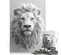 Puzzle de 1000 pièces Portrait de Lion Blanc pour Adultes Un Cadeau Symbolique, Lumineux et Plein de Sens Bords précis (50x75cm)
