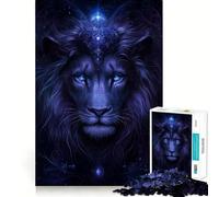 Puzzle de 1000 pièces Portrait de Lion Bleu Mystique pour Adolescents Jeu de réflexion Relaxant Cadeau de qualité supérieure (50x75cm)