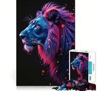 Puzzle de 1000 pièces Portrait de Lion néon pour Adolescents, Jeu de logique, Joie familiale, découpe de précision, Cadeau Exquis (50x75cm)