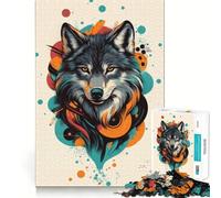 Puzzle de 1000 pièces Portrait de Loup Audacieux Jeu de précision,Jouet créatif et Amusant,Jeu de Paix,Cadeau de Noël apaisant (50x75cm)