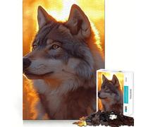Puzzle de 1000 pièces Portrait de Loup dans Une lumière dorée pour Adolescents,Jeu de réflexion,découpe Laser pour Un Assemblage Parfait,activité de Groupe relaxante en intérieur (38x52cm)