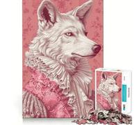 Puzzle de 1000 pièces Portrait de Loup Rococo Rose pour Adolescents améliore la mémoire, Loisirs faciles, découpe Ferme, décoration Murale (38x26cm)