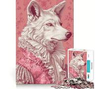 Puzzle de 1000 pièces Portrait de Loup Rococo Rose pour Adultes, Puzzle Think Toy Home Enjoy Fine Cutting, Cadeau de Noël (50x75cm)