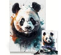 Puzzle de 1000 pièces Portrait de Panda à l'aquarelle pour Adolescents, entraînement de la mémoire, évasion paisible, découpe Impeccable, Cadeau d'hiver (38x52cm)