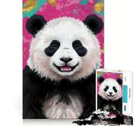 Puzzle de 1000 pièces Portrait de Panda Souriant pour Adultes Jeu de réflexion Intelligent, Silencieux et Amusant Découpe précise Cadeau spécial 38x26cm