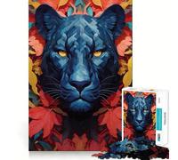 Puzzle de 1000 pièces Portrait de panthère et de Fleurs pour Adolescents, idéal pour améliorer la mémoire, Un Passe-Temps Calme, Bords précis, Cadeau d'anniversaire (50x75cm)
