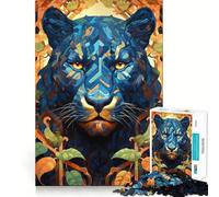 Puzzle de 1000 pièces Portrait de panthère et de Fleurs pour Adolescents, Stimulant la mémoire, Anti-Stress, décoration Murale à Bords Nets (50x75cm)