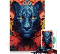 Puzzle de 1000 pièces Portrait de panthère et de Fleurs pour Adultes, 1000 pièces, Logic Boost Toy Group Joy Premium Edge, Surprise d'anniversaire (38x26cm)