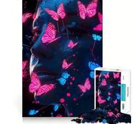 Puzzle de 1000 pièces Portrait de Papillon néon pour Adolescents Un pour développer sa mémoire, se détendre et se divertir (38x26cm)