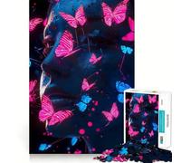Puzzle de 1000 pièces Portrait de Papillon néon pour Adultes et Adolescents, Jeu de logique Clair, Moment de détente, découpe (50x75cm)