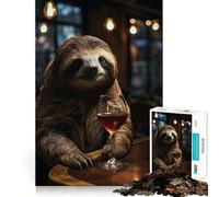 Puzzle de 1000 pièces Portrait de Paresseux dans Le vin Jeu créatif et Stimulant,Assemblage Solide,sans pièces détachées,activité idéale pour Partager Un Moment privilégié en Famille (50x75cm)