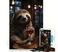 Puzzle de 1000 pièces Portrait de Paresseux dans Le vin pour Adolescents Activité ludique et stimulante de Haute précision Découpe Pause mentale apaisante (38x52cm)