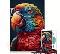 Puzzle de 1000 pièces Portrait de Perroquet à Lunettes pour Adultes et Adolescents Jeu de logique Clair et Relaxant Découpe Parfaite pour Les vœux du Père Noël (38x52cm)