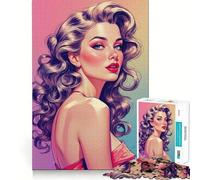 Puzzle de 1000 pièces Portrait de pin-up Brune Bords Lisses Jeu créatif et Amusant Cadeau d'anniversaire idéal pour des Moments de détente (50x75cm)