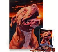 Puzzle de 1000 pièces Portrait de Pitbull au Coucher du Soleil pour Adolescents, défi intellectuel, Jeu Relaxant et Amusant, découpe précise, Cadeau Festif (50x75cm)