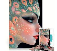 Puzzle de 1000 pièces Portrait de Plumes de Paon pour Adultes Jeu de logique Stimulant et Relaxant Bords Nets Cadeau mémorable (38x52cm)