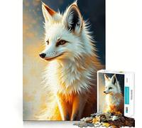 Puzzle de 1000 pièces Portrait de Renard Blanc pour Adolescents,Jeu de Concentration mentale,découpe de précision,Bords Lisses, pour Les fêtes (38x26cm)