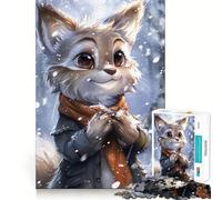 Puzzle de 1000 pièces Portrait de Renard d'hiver pour Adolescents,Jeu Stimulant Le Cerveau,emboîtement précis,sans espaces,activité relaxante en Groupe à l'intérieur (38x52cm)