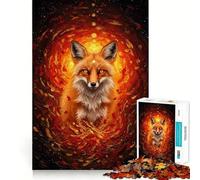 Puzzle de 1000 pièces Portrait de Renard Mystique avec Tourbillon Floral pour Adolescents, Jeu de logique Fine, Doux et Relaxant, Bords Nets, Cadeau de qualité supérieure (50x75cm)