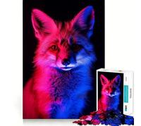 Puzzle de 1000 pièces Portrait de Renard néon pour Adultes Jeu d'exercice Mental Silencieux et Amusant, Cadeau attentionné (38x26cm)