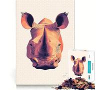 Puzzle de 1000 pièces Portrait de rhinocéros pour Adolescents, idéal pour stimuler la mémoire, se détendre et s'évader Motif à Assembler pour Une Surprise chaleureuse (50x75cm)