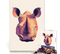 Puzzle de 1000 pièces Portrait de rhinocéros pour Adolescents, idéal pour stimuler la mémoire, se détendre et s'évader Motif à Assembler pour Une Surprise chaleureuse (50x75cm)