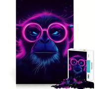 Puzzle de 1000 pièces Portrait de Singe néon pour Adolescents, Jouet Intelligent et Amusant, découpe précise, pour Les fêtes (38x26cm)