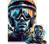 Puzzle de 1000 pièces Portrait de Skieur avec reflet de Montagne pour Adultes Renforce la mémoire, apaisement, Divertissement, qualité supérieure, Joli Cadeau 38x26cm