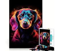 Puzzle de 1000 pièces Portrait de Teckel néon pour Adolescents Jeu de réflexion Relaxant Cadeau de qualité supérieure (50x75cm)